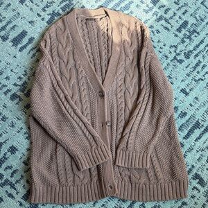 Quince Women’s Chocolate Brown Cable Knit Cardigan